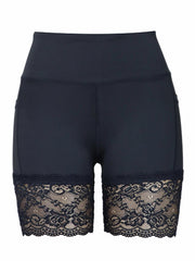 Women's Lace Decor Yoga Running Shorts Butt Lifting Slim Stretchy