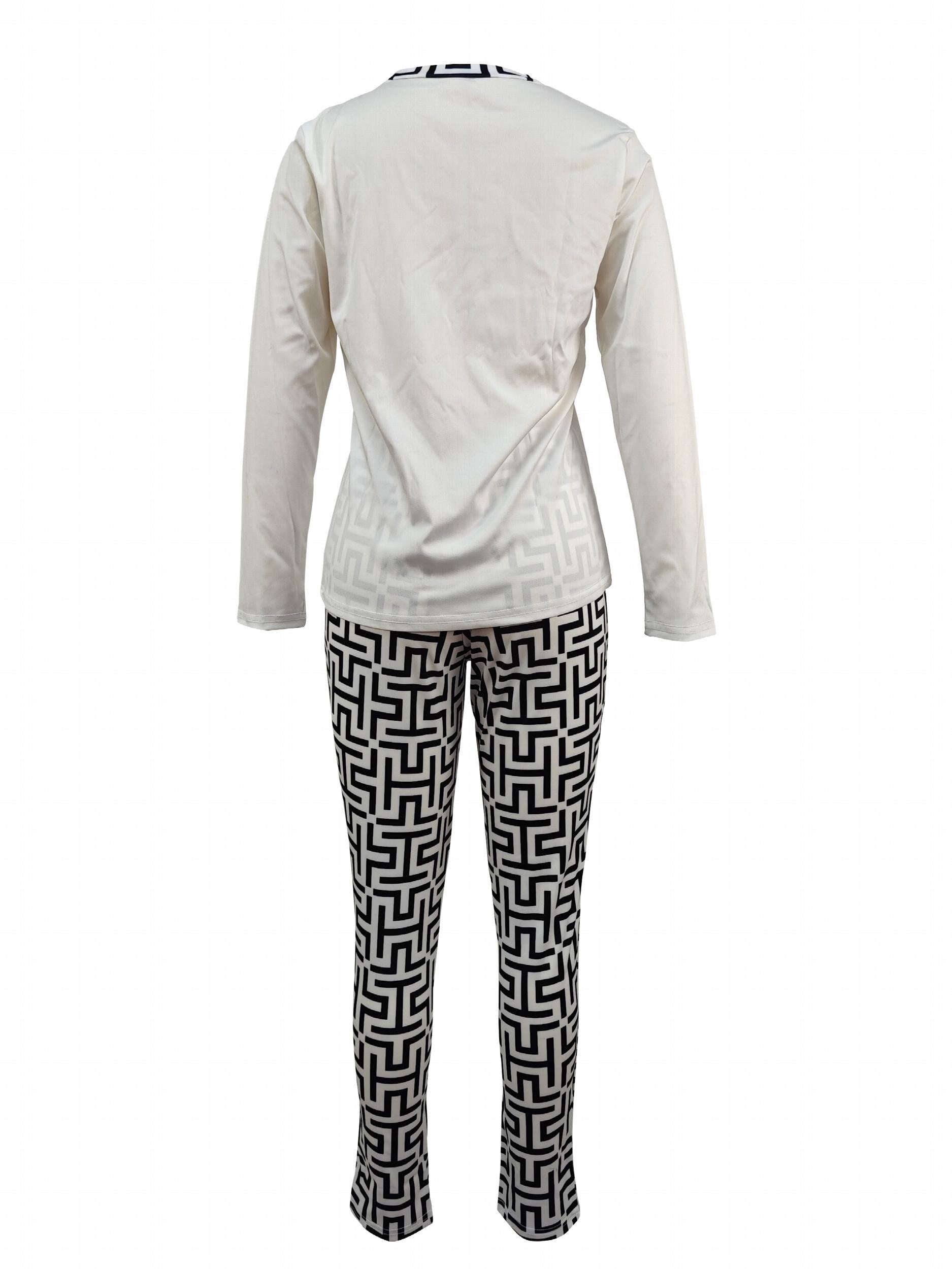 Faith Letter Print Workout Set Long Sleeve Top & Print Pants