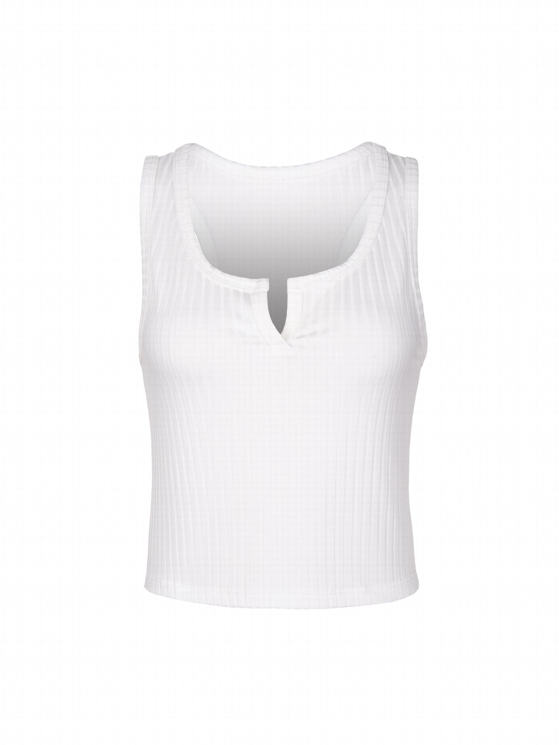Textured Notched Neck Tank Top Slim Fit Summer Women's Clothing