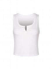 Textured Notched Neck Tank Top Slim Fit Summer Women's Clothing