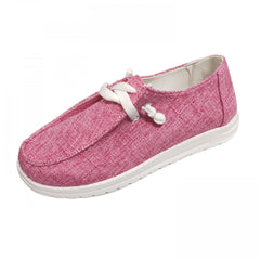 Women's Lace Up Flat Loafers Lightweight Anti-skid Canvas Shoes