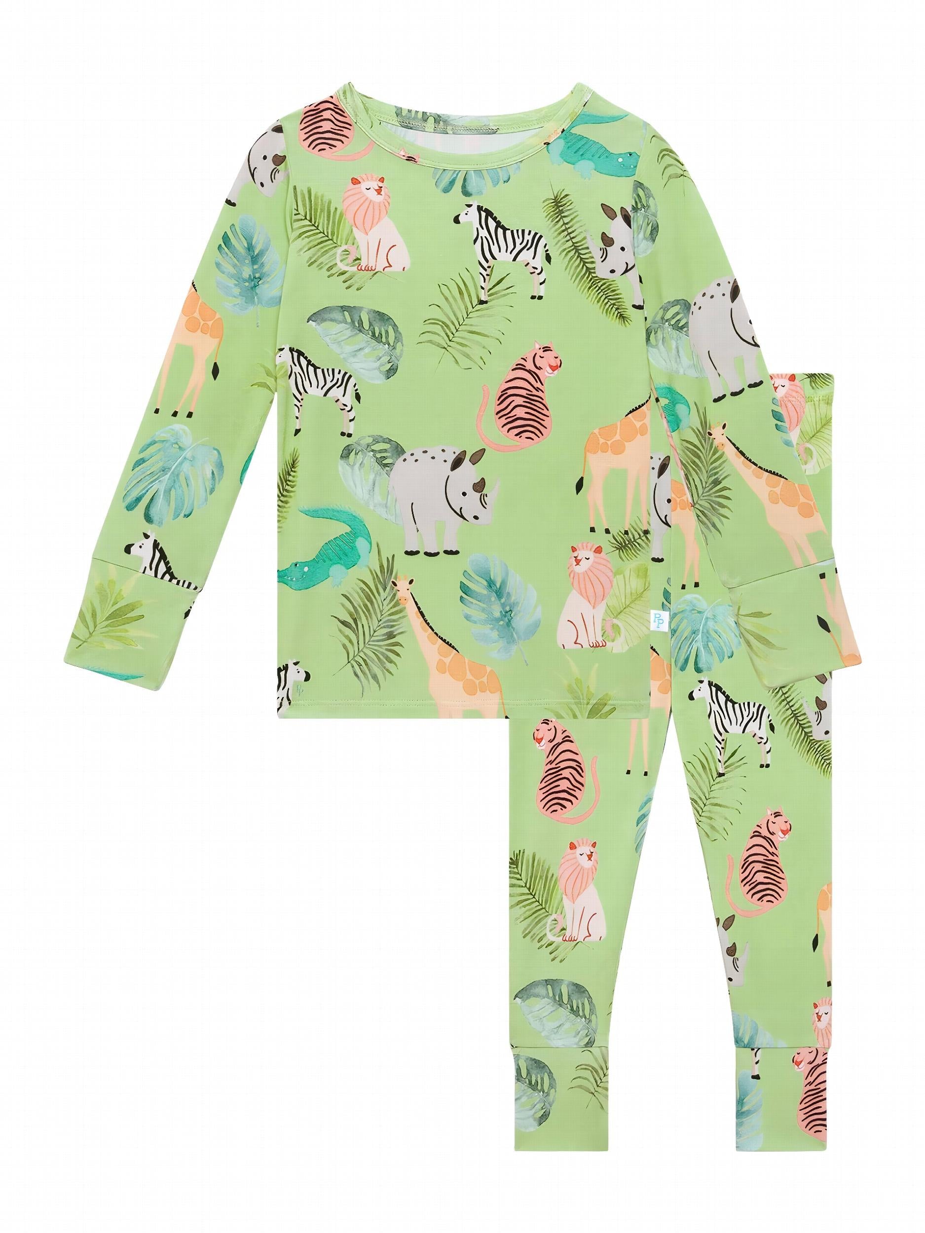 Animal Pattern Kid's Pajamas 2pcs Set Long Sleeve Top & Pants Girl's Loungewear