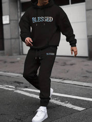 Men's Casual Long Sleeve T Shirt Hooded Sweatshirt & Sweatpants Joggers Set