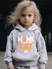 HOME IS WHERE THE CAT IS Print 2pcs Girls Outfits For Sports