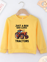 JUST A BOY WHO LOVES TRACTOR Print Boys Sweatshirt