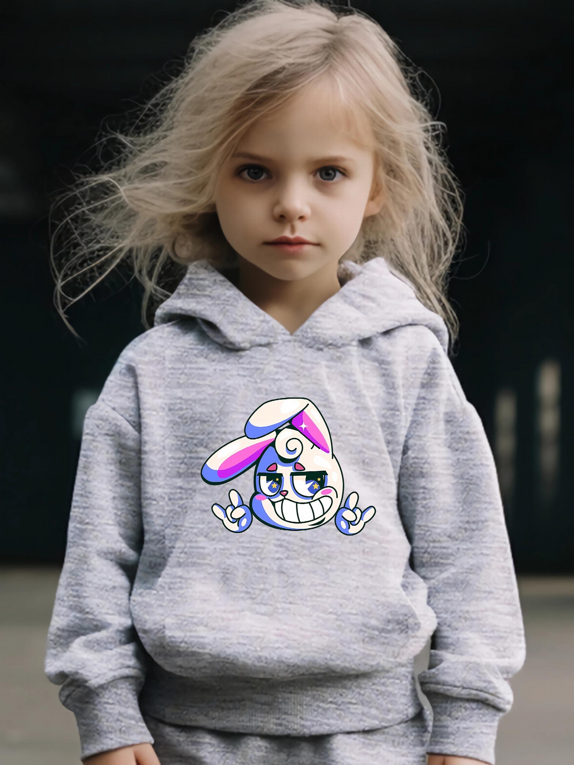 Funny Bunny Print 2pcs Girls Outfits For Sports Spring Fall Outdoor Gift