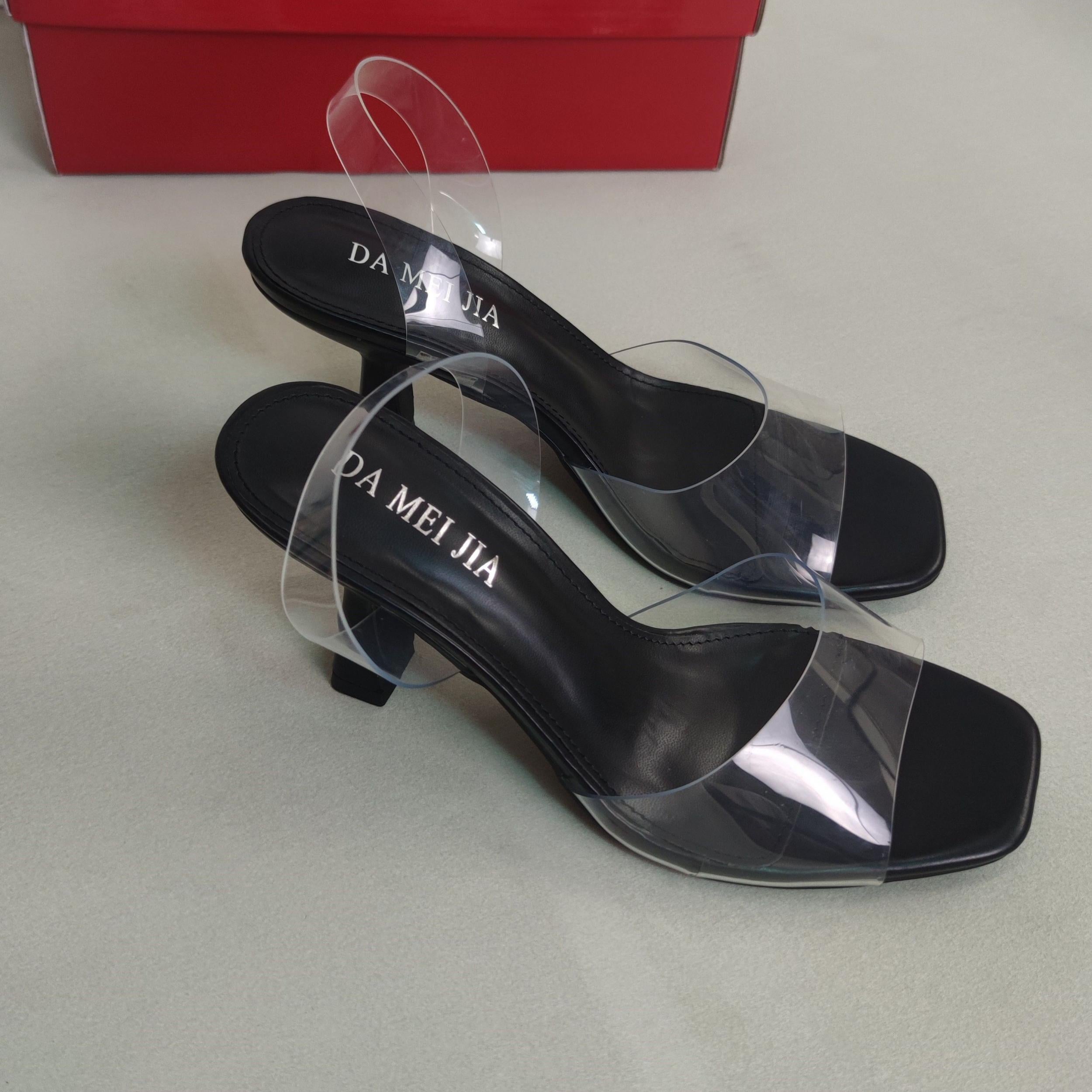 Comfortable High Heel Sandals with Transparent Straps