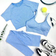 3pcs Yoga Workout Set Sports Bra Crop Top Leggings Women's Activewear
