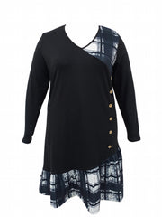Casual Dress Women's Plus V Neck Plaid Print Long Sleeve