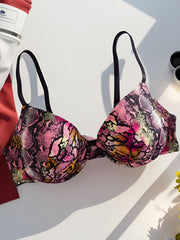 Snakeskin Print Push Up Bra Women's Lingerie