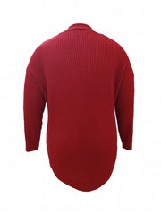 Solid Long Sleeve Button Up V Neck Knit Tunic Cardigan