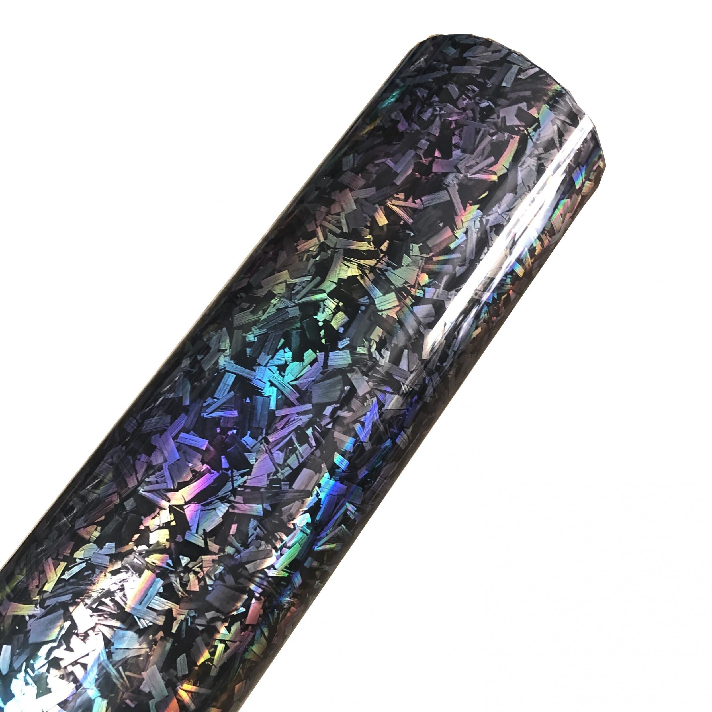High Gloss Rainbow Holographic Forged Carbon Laser Vinyl Film PET