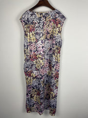 Floral Print Tank Dress Round Neck Slight Stretch