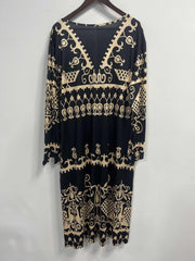 Boho Dress Women's Plus Tribal Print Button Decor Dress