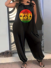 Casual Jumpsuit Letter & Graphic Print Tapered Leg Cami Jumpsuit
