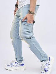 Ripped Jeans Men Casual Medium Stretch Denim Pants