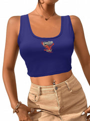 Graphic Cropped Tank Top Women's Sleeveless Top