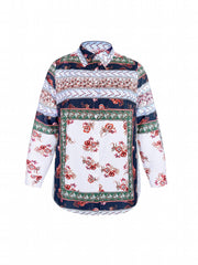 Vacay Blouse Women's Plus Colorblock Floral Print Long Sleeve