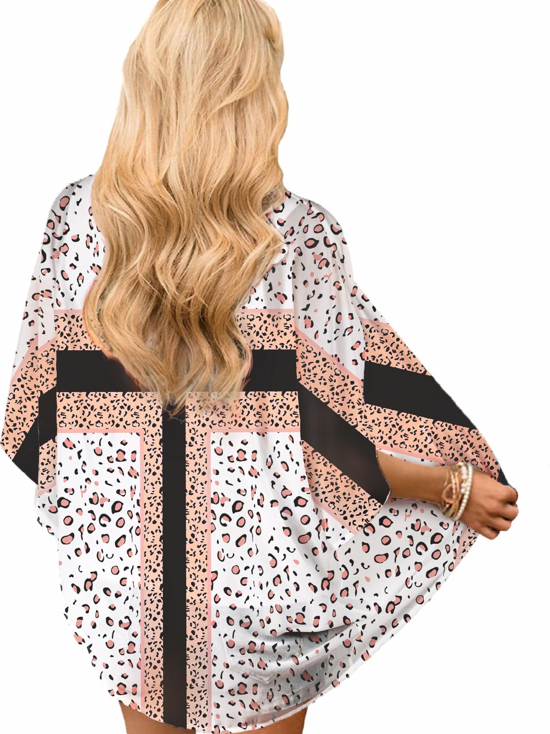 Colorblock V Neck Cover Up Shirt Loose Fit