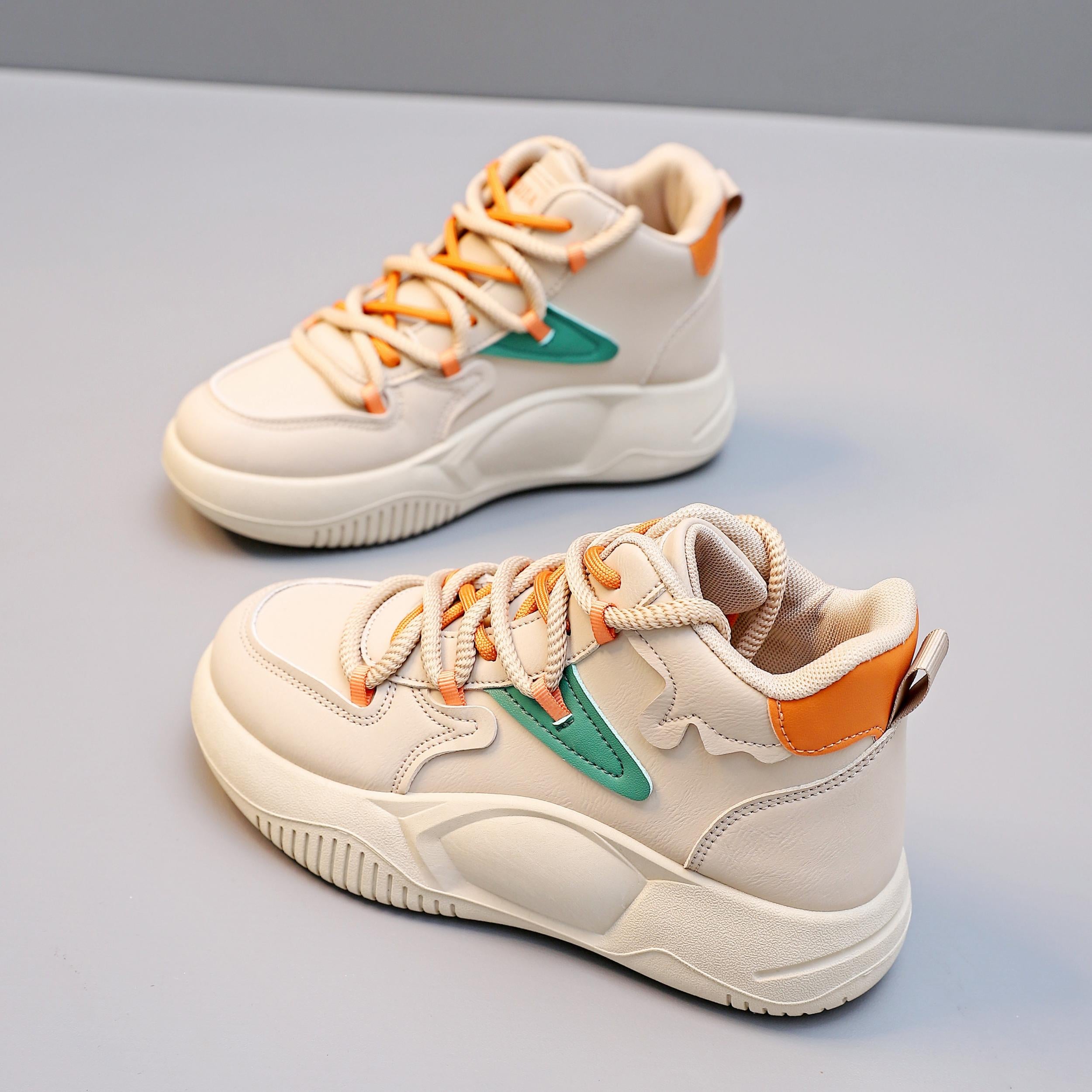 Women's Chunky Sneakers Non-slip Sports Shoes High Top Lace Up Skate Shoes