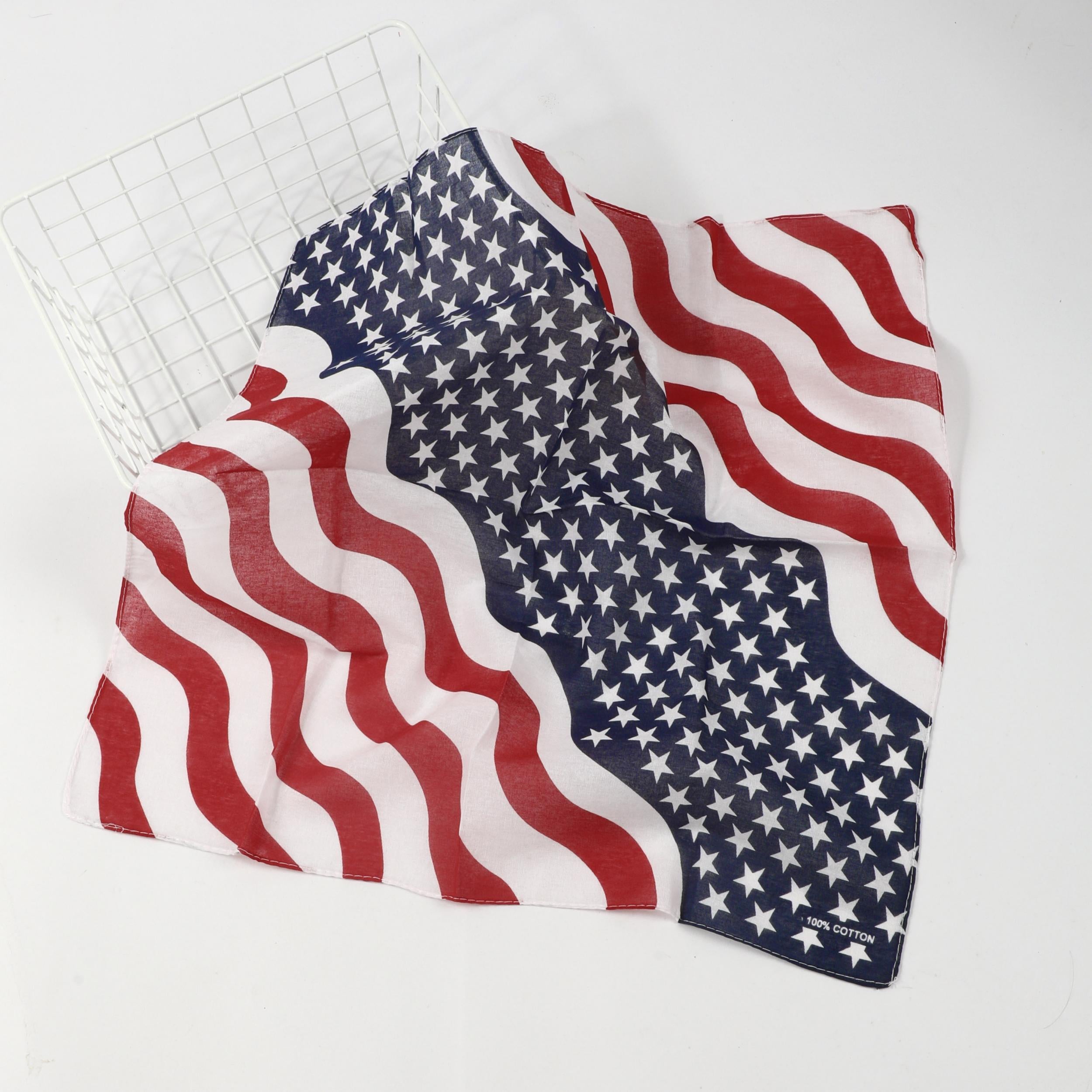 American Flag Print Bandana Hip Hop Square Scarf Cotton Unisex Head Wrap