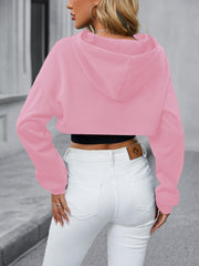 Casual Drawstring Crop Hoodie for Spring