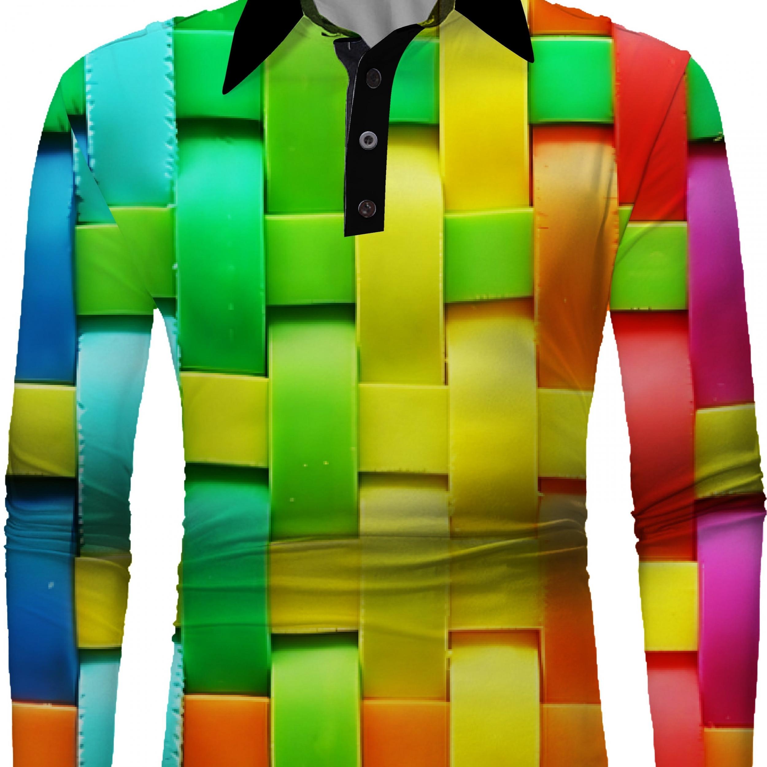 Men's Compression Colorful Print Long Sleeve T shirt