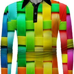 Men's Compression Colorful Print Long Sleeve T shirt