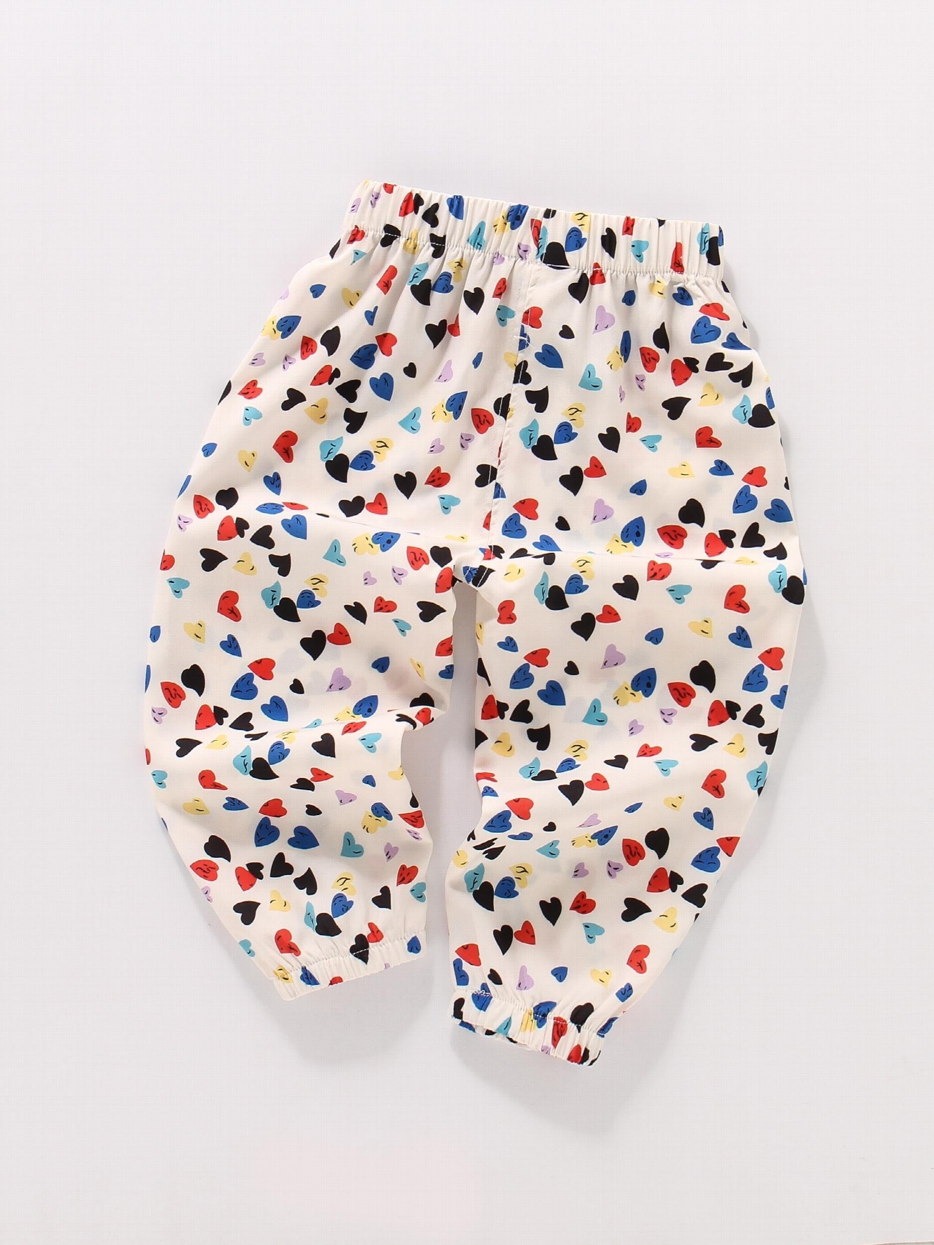 Toddler Girls Heart Graphic Trousers Elastic Waist Casual Jogger Pants