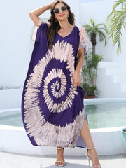 Women's Plus Spiral Tie Dye Batwing Cover Up