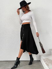 Women's Button Front Belted Skirt