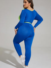 Colorblock Cut Out Jumpsuit Long Sleeve