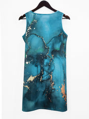 Marble Print Keyhole Dress Boho Sleeveless Dress