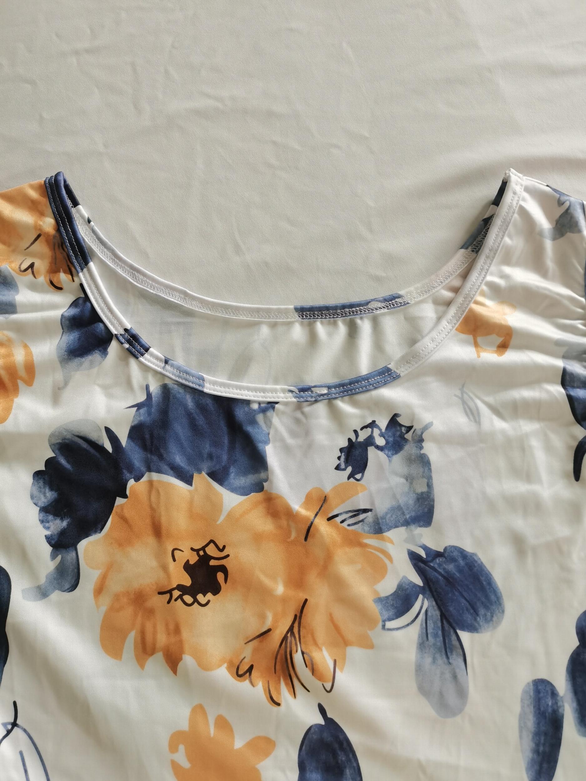 Casual Floral Print Plus Size Tank Dress