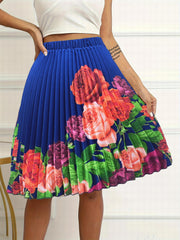 Women's Floral Print Pleated Skirt