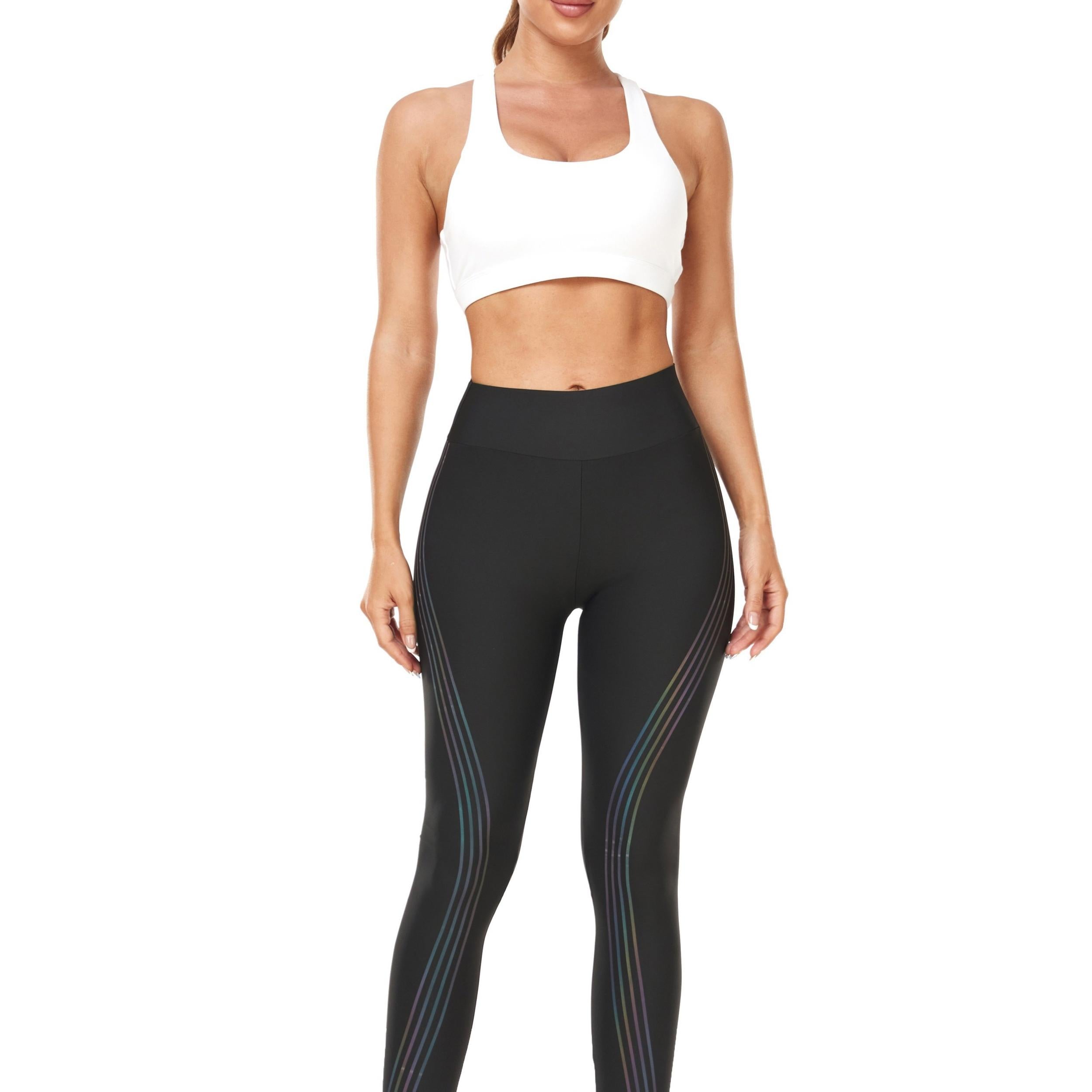 Thickened Line Pattern Leggings Slim Fit Sports Pants