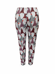 Christmas Santa Print Plus Size Leggings Medium Stretch