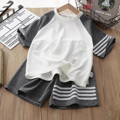 2pcs Boys Round Neck T shirt & Shorts Summer Sports Clothing