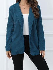 Corduroy Slim Blazer Coat Casual Solid Long Sleeve Loose Fall Winter Blazer