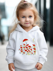 Umbrella Pattern Long Sleeve Hooded Sweatshirt Girls Comfy Hoodies Pullover