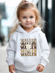 Bull Pattern Long Sleeve Hooded Sweatshirt Girls Comfy Hoodies Pullover