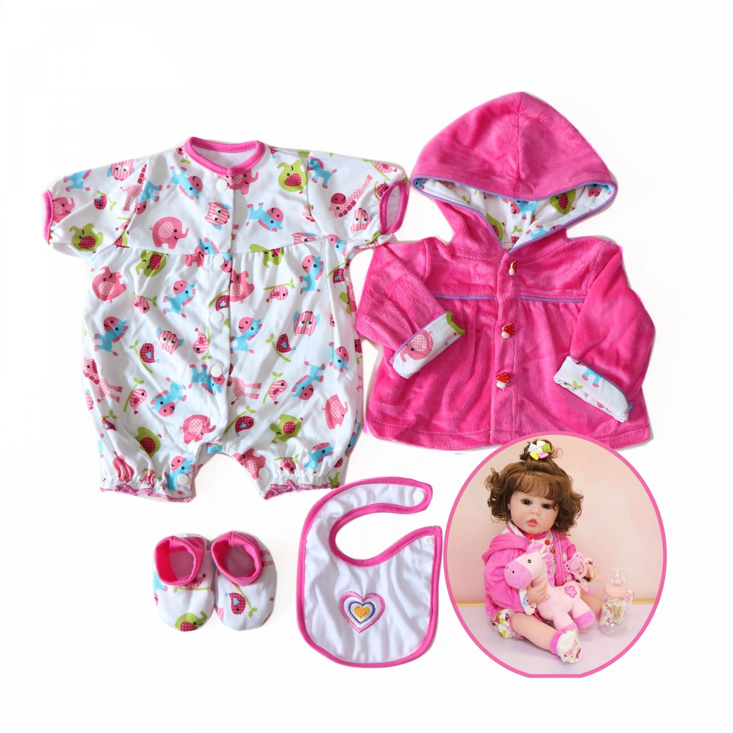 Doll Clothing Set for 50-88 cm Dolls, 4-Piece Reborn Baby Doll Outfit