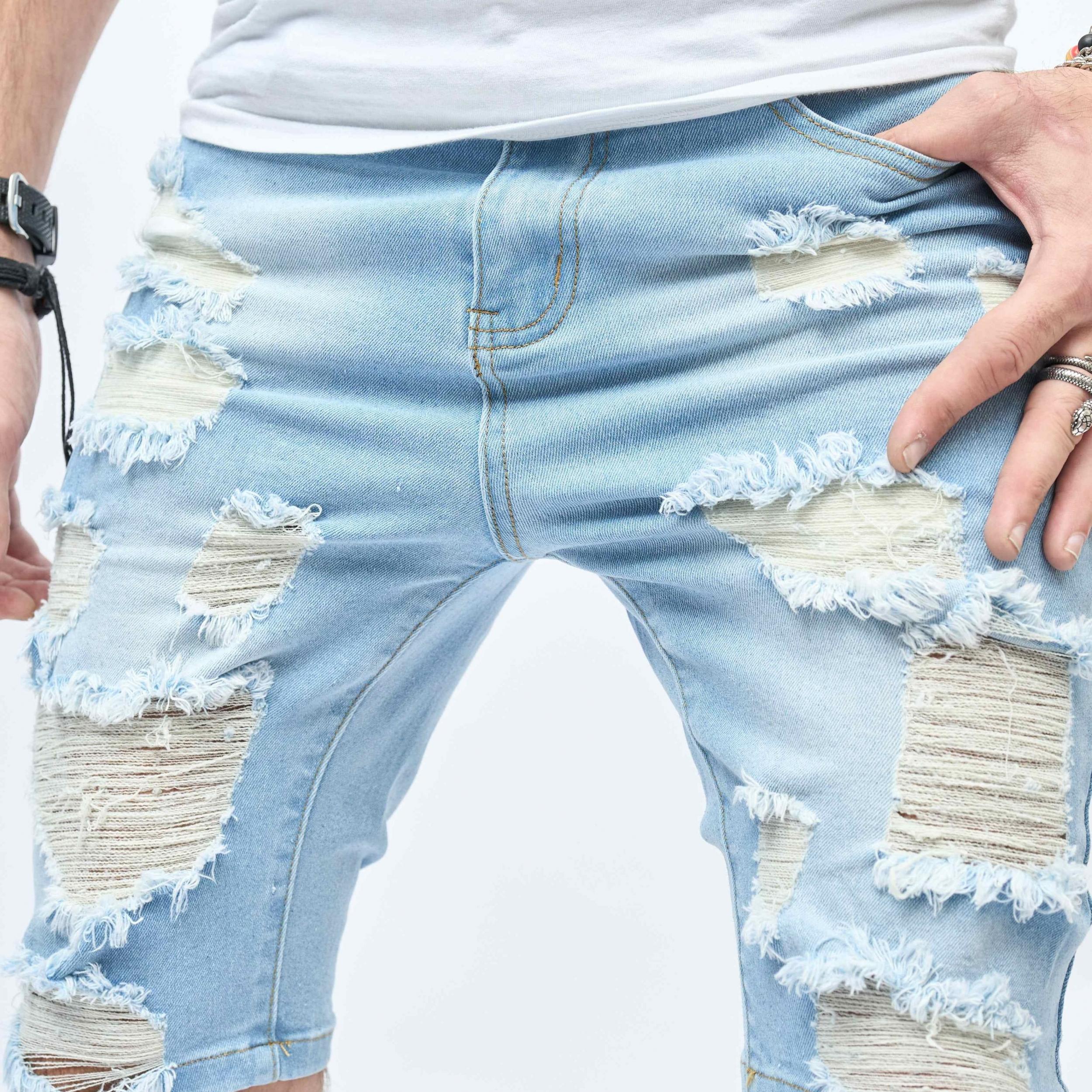 Men's Ripped Denim Shorts Casual Street Style Distressed Denim Summer Shorts