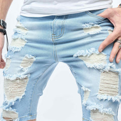 Men's Ripped Denim Shorts Casual Street Style Distressed Denim Summer Shorts