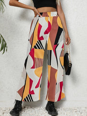 Geo Print Wide Leg Pants High Waist Loose Casual Pants