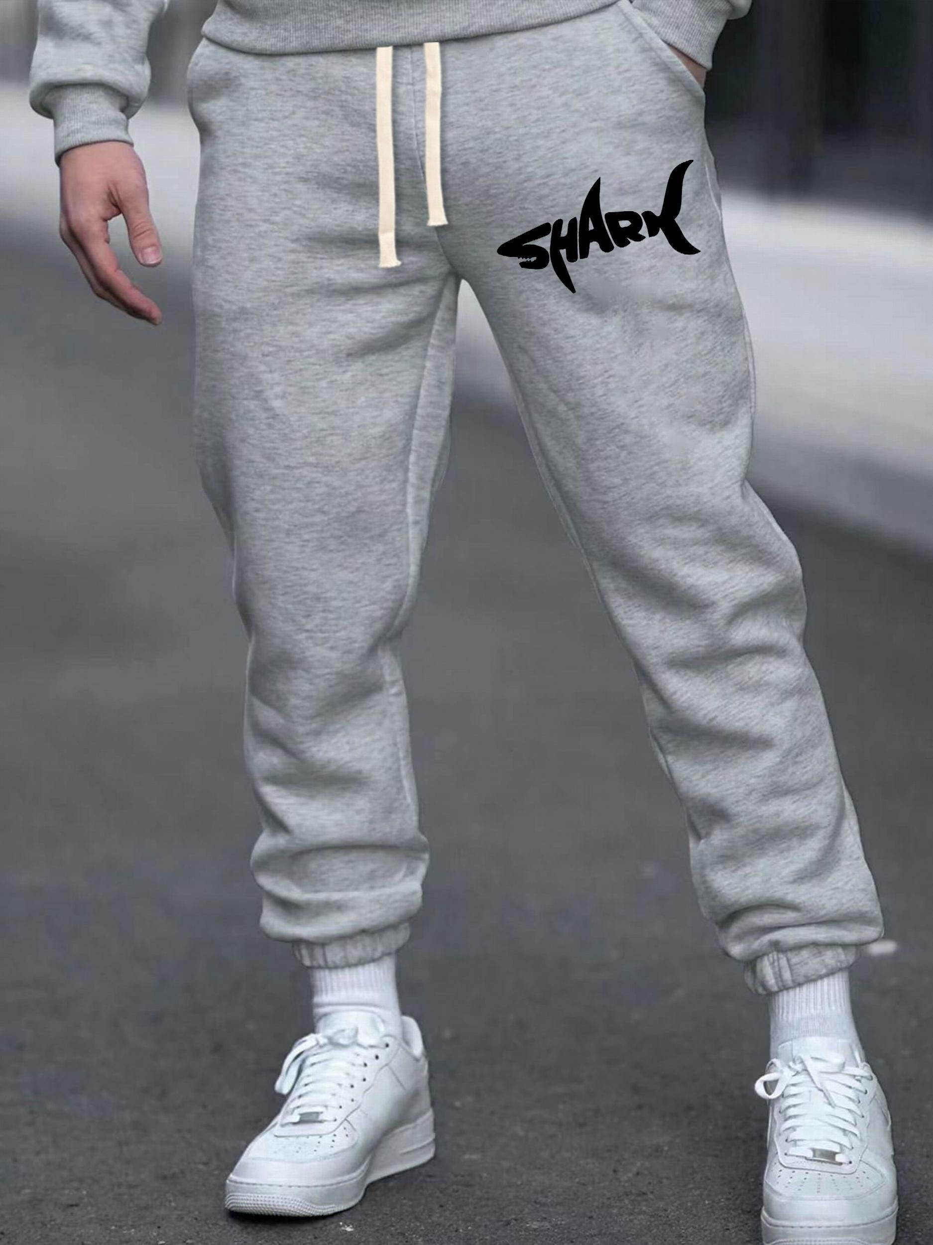 Men's Shark Print Joggers Active Comfy Sweatpants