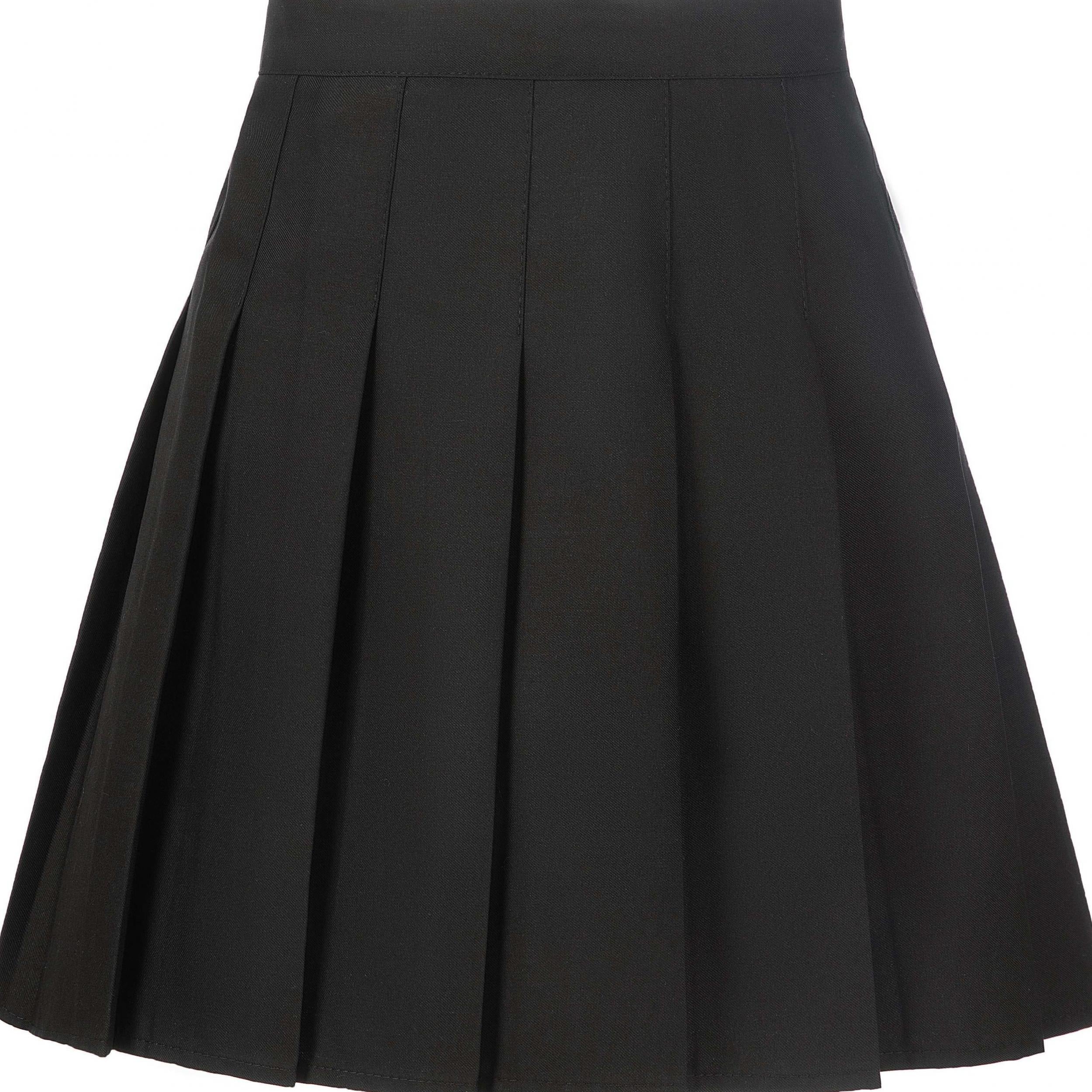 Girls High Waist Pleated Skirt Plain Varsity Style Kid Girls Versatile Skirt