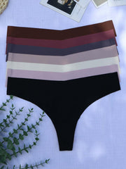 7 Pack Plus Size Sexy Panties Set Women's Plus Seamless Solid Mid Waisted