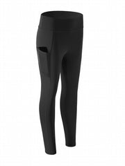 Solid Pocket Side Yoga Fitness Sports Leggings High Elastic Running Yoga Pants