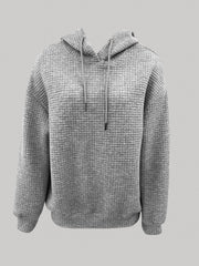 Popcorn Style Texture Hoodie Long Sleeve Drawstring Hoodies Women